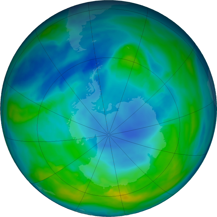 Antarctic ozone map for 06 May 2018